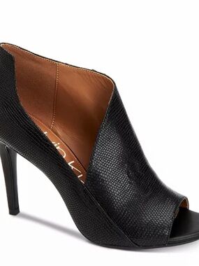Black Peep-Toe Stiletto Bootie
